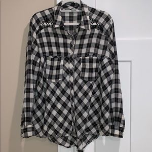 Free People black and white plaid button down
